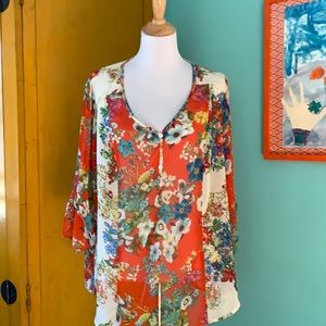 Sheer floral tunic